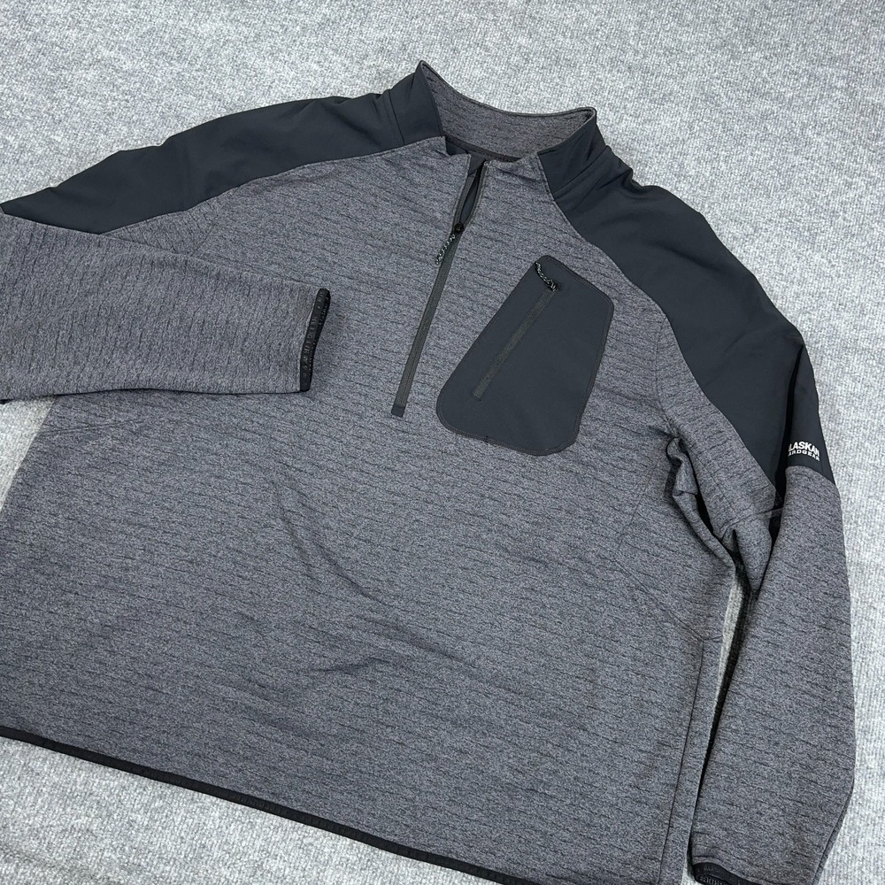 Duluth Alaskan Hardgear Top Men 2XL Gray Black Blackburn Pullover 1/4 Zip Ribbed